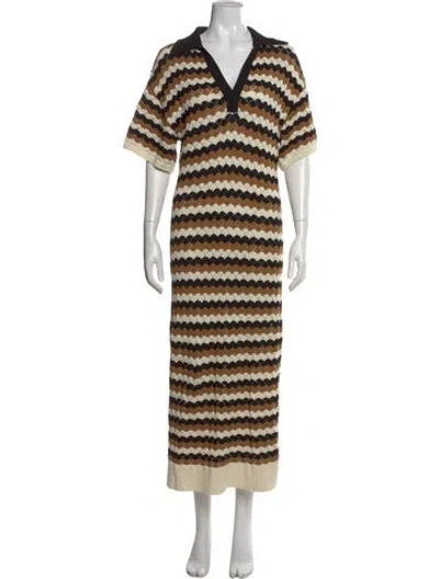 Pre-owned Shona Joy Striped Long Dress In Neutral