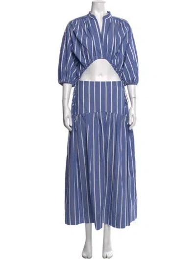 Pre-owned Shona Joy Striped Long Dress W/ Tags In Blue