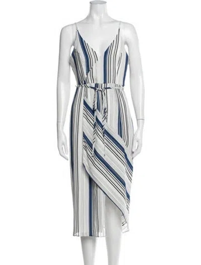 Pre-owned Shona Joy Striped Midi Length Dress In White
