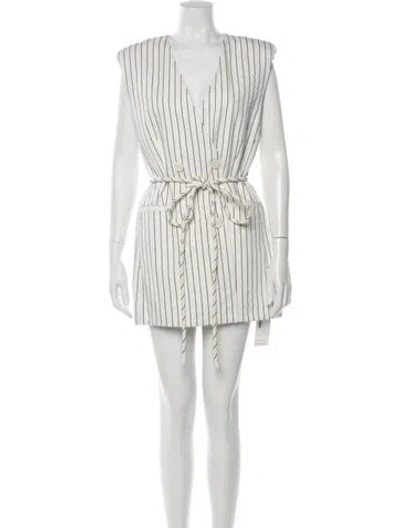 Pre-owned Shona Joy Striped Mini Dress In White