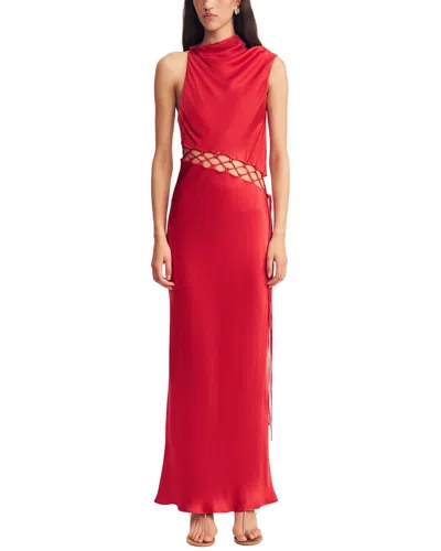 Shona Joy Tatum Cowl Lace Up Maxi Dress In Red