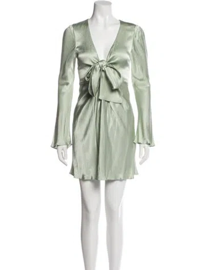 Pre-owned Shona Joy Tie Neck Mini Dress In Blue