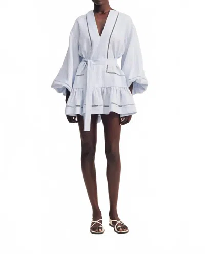 Shona Joy Tommy Balloon Sleeve Mini Dress In Sky In White