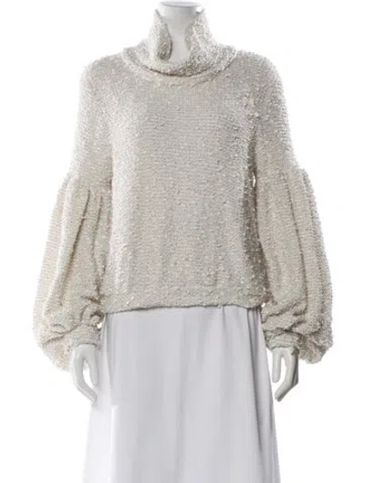 Pre-owned Shona Joy Turtleneck Sweater In White
