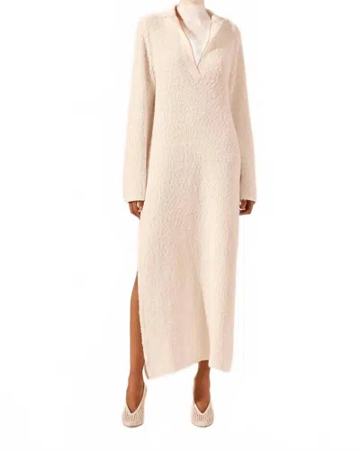 Shona Joy Vaiana Long Sleeve Polo Midi Dress In Ivory In Multi