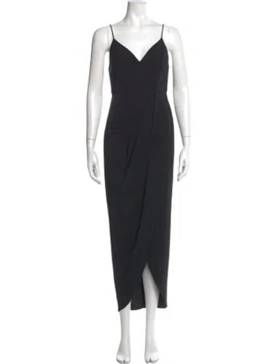Pre-owned Shona Joy V-neck Long Dress In Black