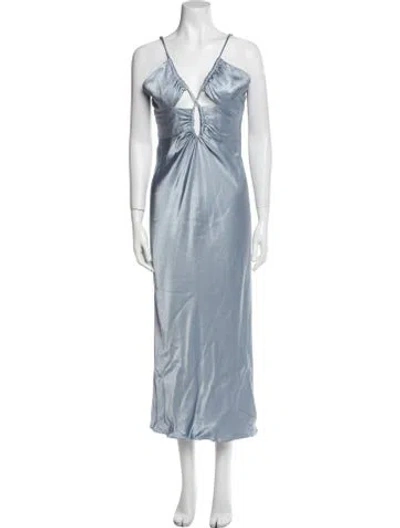 Pre-owned Shona Joy V-neck Long Dress In Blue