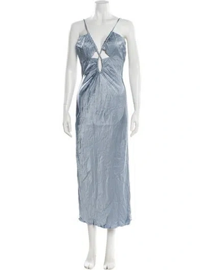 Pre-owned Shona Joy V-neck Long Dress In Blue