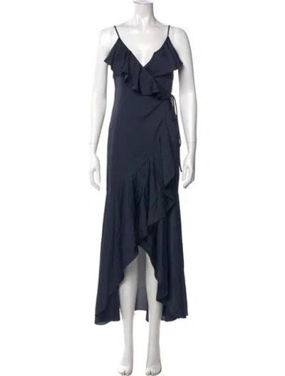 Pre-owned Shona Joy V-neck Long Dress In Blue