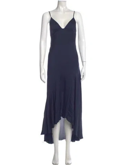 Pre-owned Shona Joy V-neck Long Dress In Blue