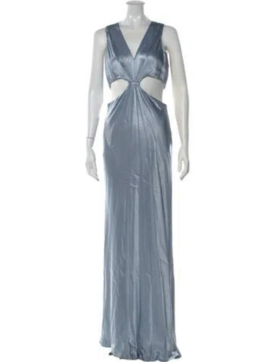Pre-owned Shona Joy V-neck Long Dress In Blue