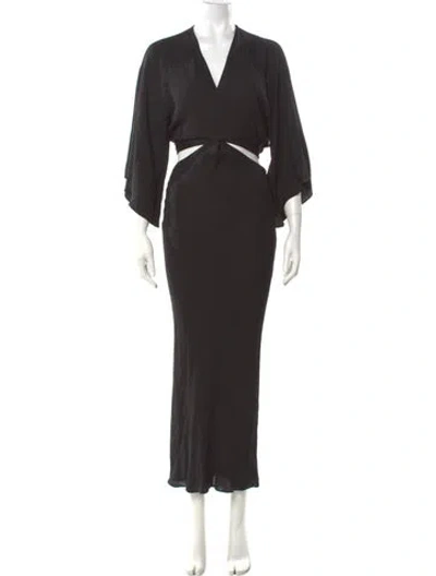 Pre-owned Shona Joy V-neck Long Dress In Gray
