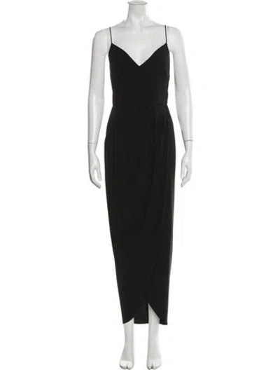 Pre-owned Shona Joy V-neck Long Dress In Gray