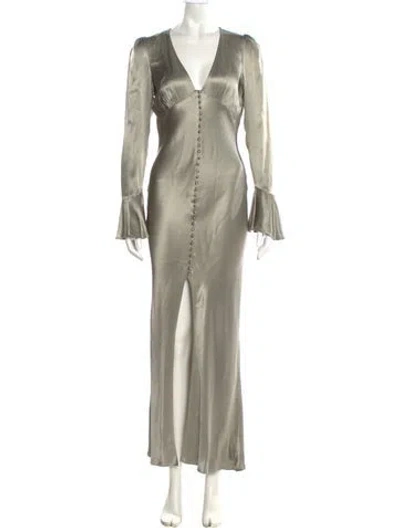 Pre-owned Shona Joy V-neck Long Dress In Gray