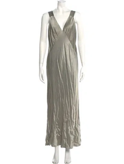 Pre-owned Shona Joy V-neck Long Dress In Gray