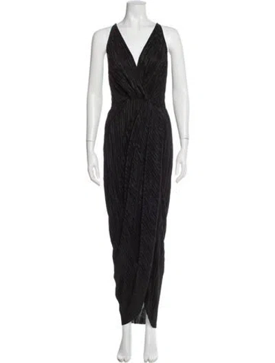 Pre-owned Shona Joy V-neck Long Dress In Gray