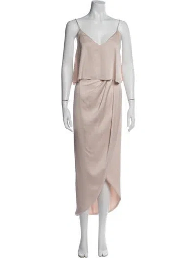 Pre-owned Shona Joy V-neck Long Dress In Gray