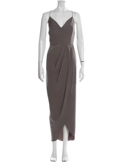 Pre-owned Shona Joy V-neck Long Dress In Gray