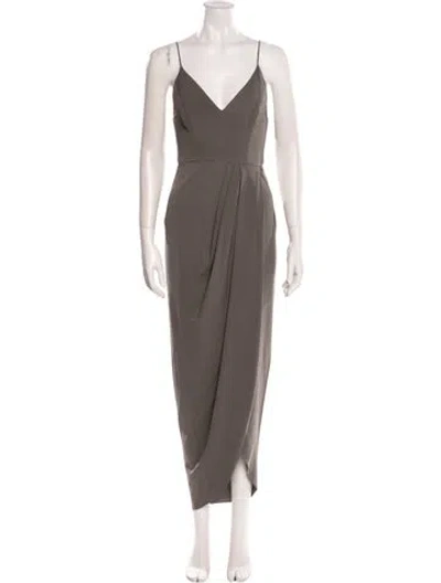 Pre-owned Shona Joy V-neck Long Dress In Green