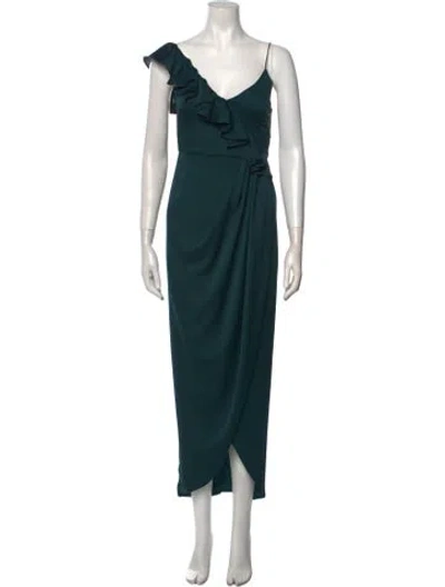 Pre-owned Shona Joy V-neck Long Dress In Green