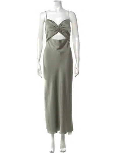 Pre-owned Shona Joy V-neck Long Dress In Green