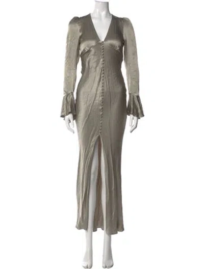 Pre-owned Shona Joy V-neck Long Dress In Grey