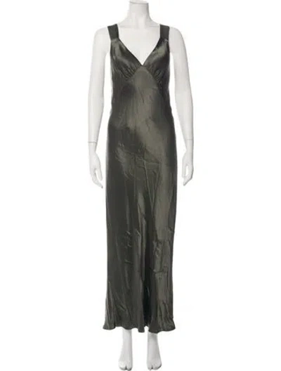 Pre-owned Shona Joy V-neck Long Dress In Grey