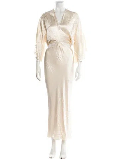 Pre-owned Shona Joy V-neck Long Dress In Neutral