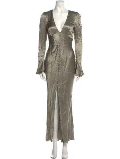 Pre-owned Shona Joy V-neck Long Dress In Neutral