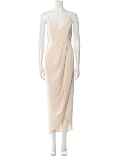 Pre-owned Shona Joy V-neck Long Dress In Neutral