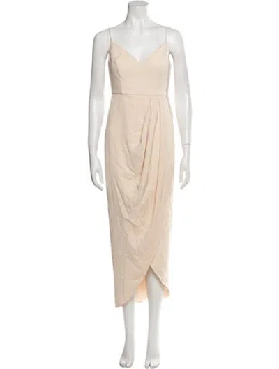 Pre-owned Shona Joy V-neck Long Dress In Neutral