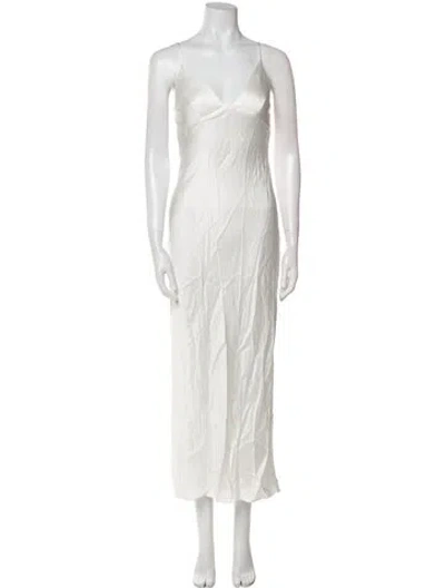 Pre-owned Shona Joy V-neck Long Dress In Neutral