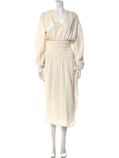 Pre-owned Shona Joy V-neck Long Dress In Neutral