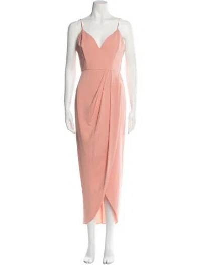Pre-owned Shona Joy V-neck Long Dress In Neutral