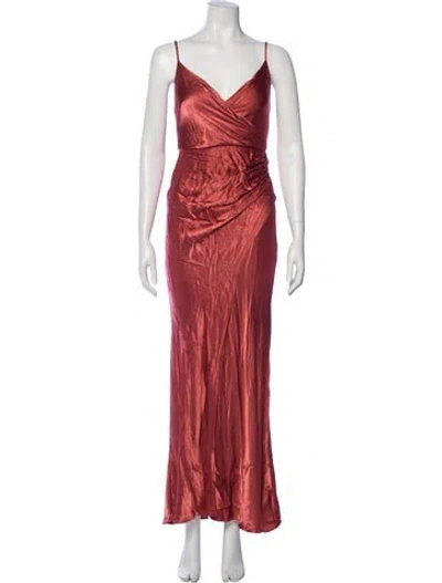 Pre-owned Shona Joy V-neck Long Dress In Neutral