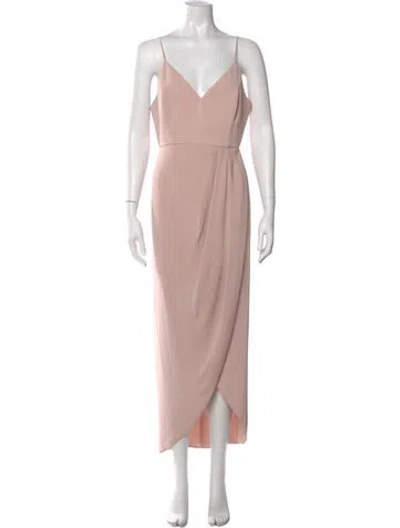 Pre-owned Shona Joy V-neck Long Dress In Neutral