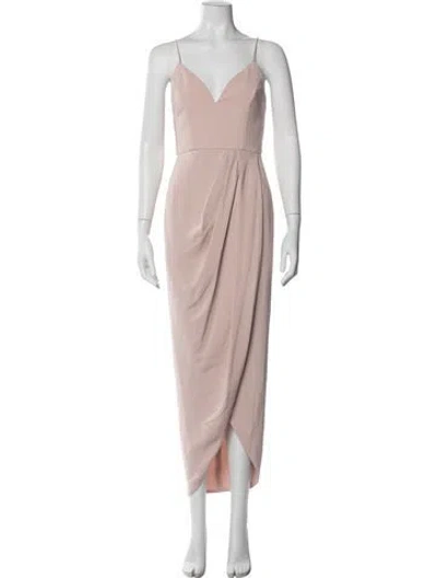 Pre-owned Shona Joy V-neck Long Dress In Neutral