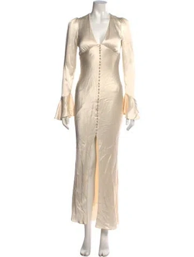 Pre-owned Shona Joy V-neck Long Dress In Neutral