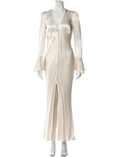 Pre-owned Shona Joy V-neck Long Dress In Neutrals