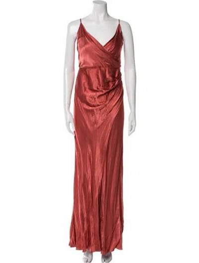 Pre-owned Shona Joy V-neck Long Dress In Pink