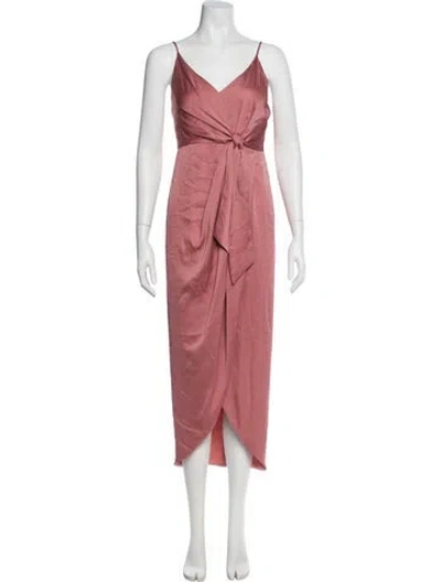 Pre-owned Shona Joy V-neck Long Dress In Pink
