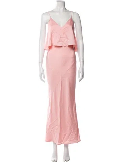 Pre-owned Shona Joy V-neck Long Dress In Pink