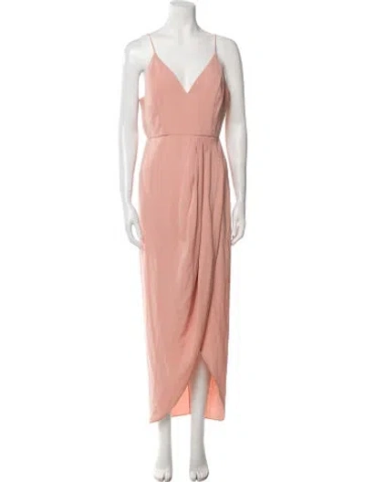 Pre-owned Shona Joy V-neck Long Dress In Pink