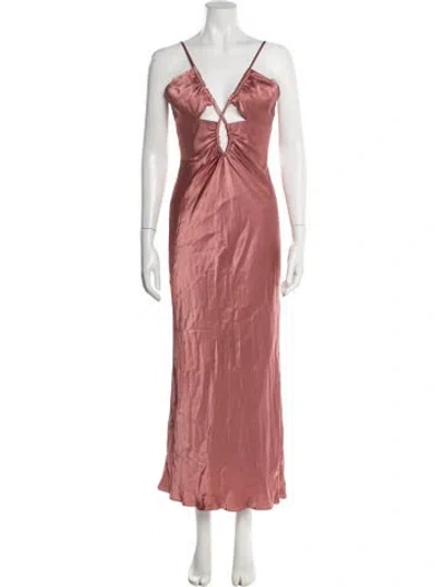 Pre-owned Shona Joy V-neck Long Dress In Pink