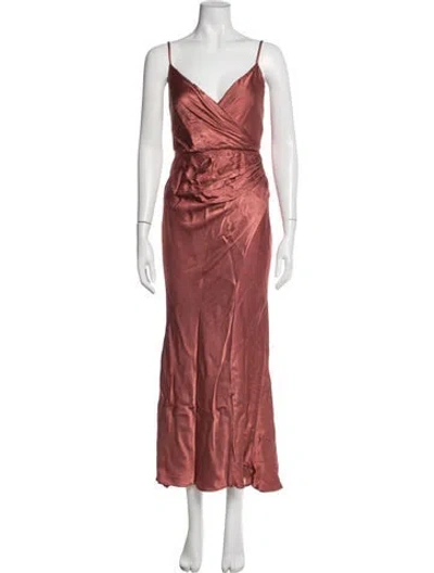 Pre-owned Shona Joy V-neck Long Dress In Pink