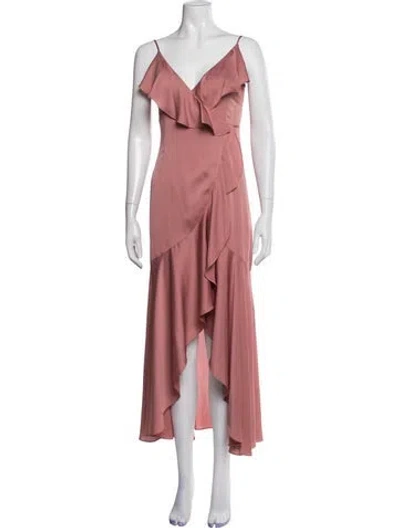 Pre-owned Shona Joy V-neck Long Dress In Pink