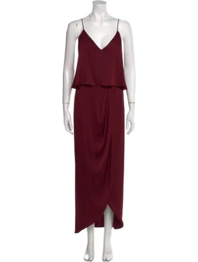 Pre-owned Shona Joy V-neck Long Dress In Red