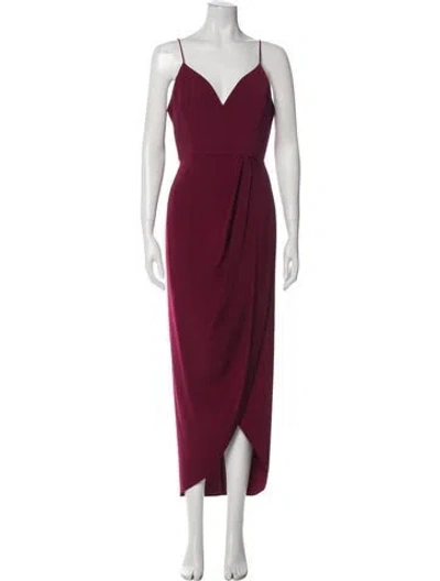 Pre-owned Shona Joy V-neck Long Dress In Red
