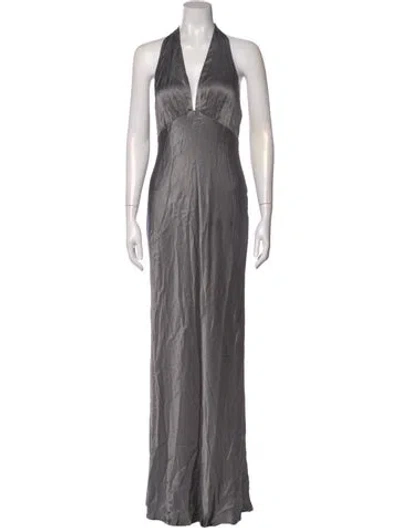 Pre-owned Shona Joy V-neck Long Dress W/ Tags In Gray