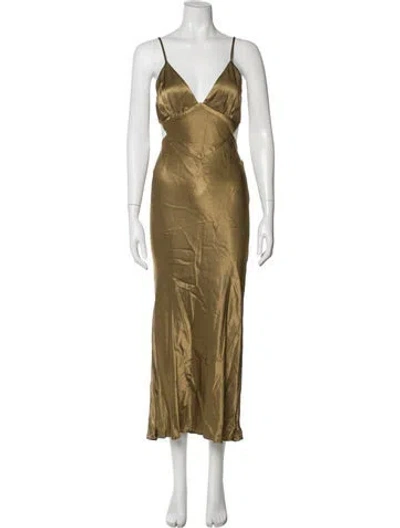 Pre-owned Shona Joy V-neck Long Dress W/ Tags In Green